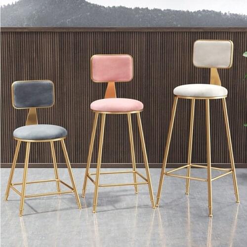 Nordic light luxury bar chair ins simple net red bar stool front desk cafe restaurant leisure back high stool