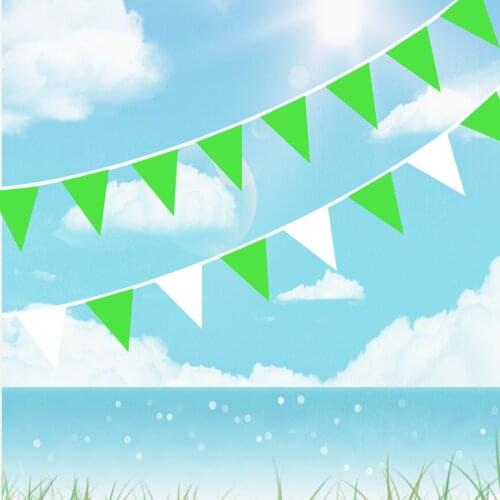 New 8M 20Flags Green White Party Bunting Pennants Flag Banners Baby Birthday Wedding Garland Banderines De Tela Party Decoratio