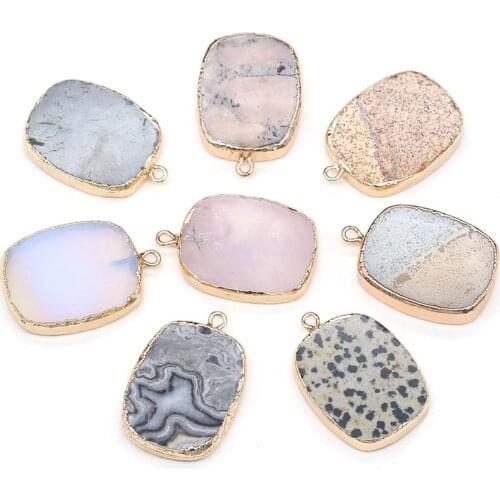New Natural stone pendant square Opal Stones pendant necklace for DIY jewelry best birthday gift size 22x32mm