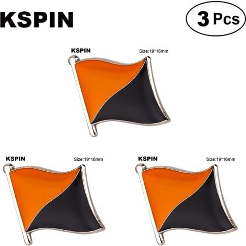 Orange-Black Metal Lapel Pin Flag badge Brooch Pins Badges 3Pcs a Lot