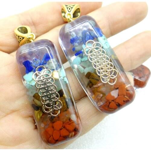 Retro Colorful Natural Stone Chips Amethyst Opal Chakra Energy Pendant Pendulum Amulet Healing Reiki Pendant 8pcs