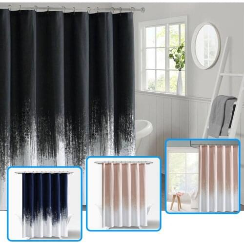 New Gradient Polyester Shower Curtain Washable Bath Liner with 12 Curtain Rings Non Transparent Compatible with Standard Rod