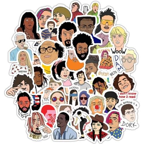 10/30/50pcs Hip Hop Rapper Rock & Roll Band Graffiti Sticker For Kids Skateboard Laptop Suitcase Cartoon Character Decal Sticker