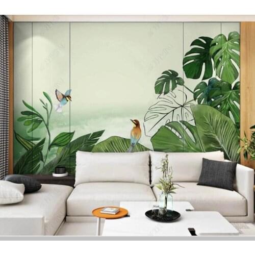 Papel de parede Fresh tropical plants jungle birds 3d wallpaper mural,living room tv wall bedroom wall papers home decor