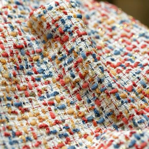 50x145cm France Tweed Colorful Yarn Dyed Braided Tweed Fabric For Woman Autumn Jacket Dress Suits Coat DIY Sewing Material
