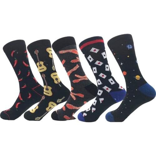 Spring New Arrived Happy Socks Men Funny Art British Style Streetwear Hip Hop Guitar Pepper Designer Crew Sock Gift For Men