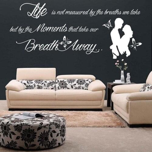 Vinyl Wall Decal Quotes Life is not Measured By The Breathes - Inspirational Text Sticker - Romantic Love DIY bedroom decal LV11