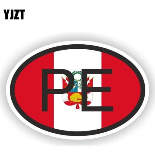 YJZT 10.6CM*16.5CM Peru Flag Windows Car Sticker Country Code PVC PE Decal 6-0394
