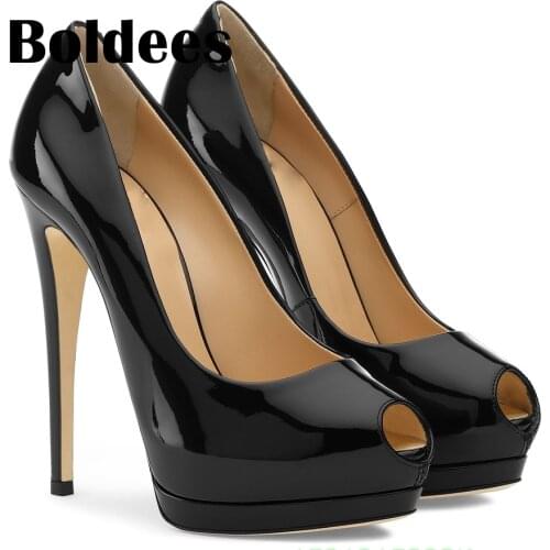 Boldee 2018 Shoes Woman High Heels Platform Wedding Shoes Pumps High Heels Patent Leathe Pumps Chaussures Femmes