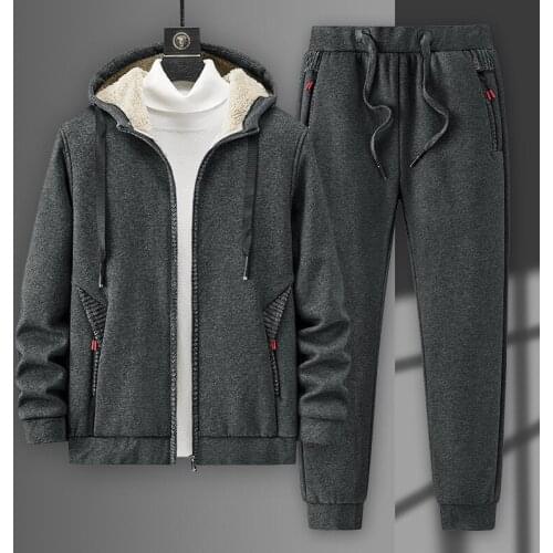 8XL Winter Thick Fleece Men Sportswear Tracksuit Warm Hoodie Coat Loose Pant Running Jogging Outfits Casual Clothes Sport Suit