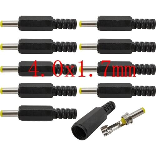10Pcs/lot 4.0mm x 1.7mm DC Power Male Solder Straight Connector Yellow Head 4.0*1.7mm DC Power Male Plug Jack Adapter