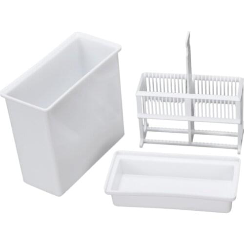 2 in 1 White 24 Pieces Microscope Slides Staining Rack Dish Set