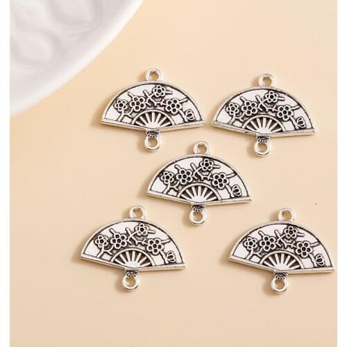 20pcs 22*18mm Trendy Antique Silver Color Sector Flower Charms Connector Fit Bracelets Pendants Necklaces DIY Jewelry Making