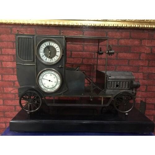 54 cm Europe Retro Bronze Marble wecker car Model Mechanical Swing Table Clock