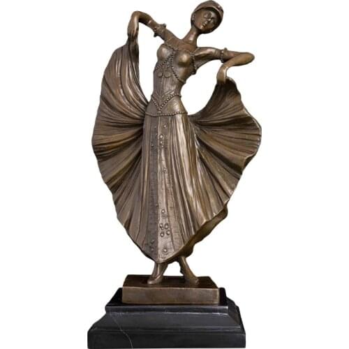 ArtsHom DS-160 Dancing Female Sculpture and Statue Woman Dancer Copper Figurines Modern Art for Dance Room Decor
