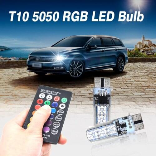 SKYJOYCE 2PCS/Set 12V T10 W5W 5050 LED Car Lights 6SMD RGB LED Interior Clearance Reading Wedge Signal Lamp With Remote Control