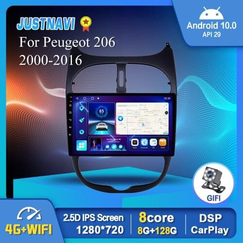 Android 10.0 GPS Car Radio For Peugeot 206 2000-2016 Multimedia Video Player DSP Carplay 6G 128G IPS Stereo Bluetooth No 2 din