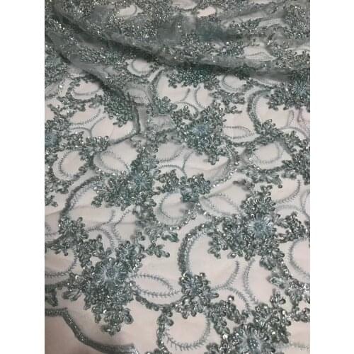 Shinning embroidery fabric with beads nigerian tulle lace fabric ZH-11282 French Net Lace Fabric hot selling