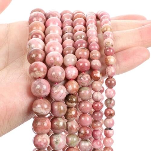Natural Stone Beads Smooth Rosary Rose Stone Round Loose Beads For Jewelry Making DIY Charm Bracelets Necklace Strand 6/8/10MM