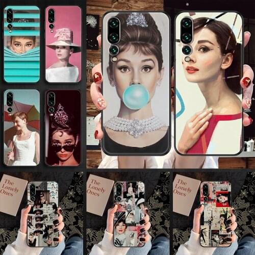Audrey Hepburn Phone case For Huawei P Mate P10 P20 P30 P40 10 20 Smart Z Pro Lite 2019 black soft back trend Etui silicone