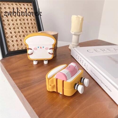 3d cartoon bacon toast figure case for airpods 1 2 pro 3 charging case soft silicone shockproof headset protective cover