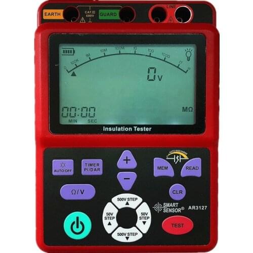 Smart Sensor AR3127 Digital High Voltage Insulation Resistance Tester 250V~5000V Megger Electronic Table Shake Table 0.0~1000G