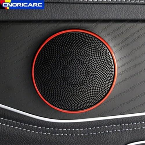 Car Door Audio Speaker Circle Decoration Sticker Trim For Mercedes Benz C Class W205 GLC X253 2015-2017 Interior Accessories