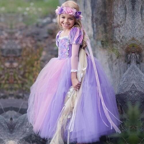 Kids Girls Princess sofia Rapunzel Dresses Full Ball Gown Long Party Dress Children Clothing Kids Cosplay Costume Masquerade