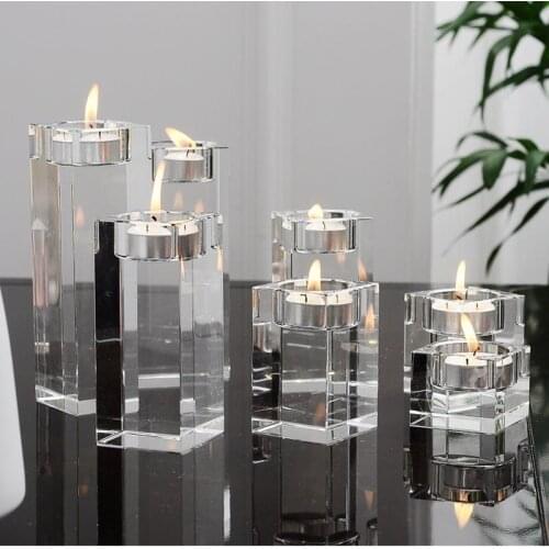 Europeanand American Light Luxury Bar Wedding Home Decoration New Champagne Crystal Candlestick Transparent Sculpture Decoration