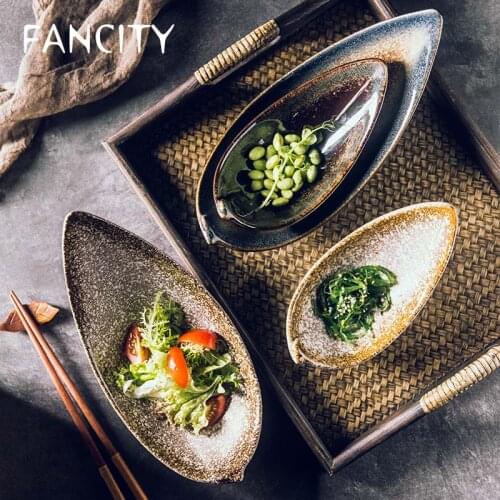 FANCITY Japanese three-legged angled dish plate Creative tableware ceramic plate plate Net red plate restaurant with tableware s