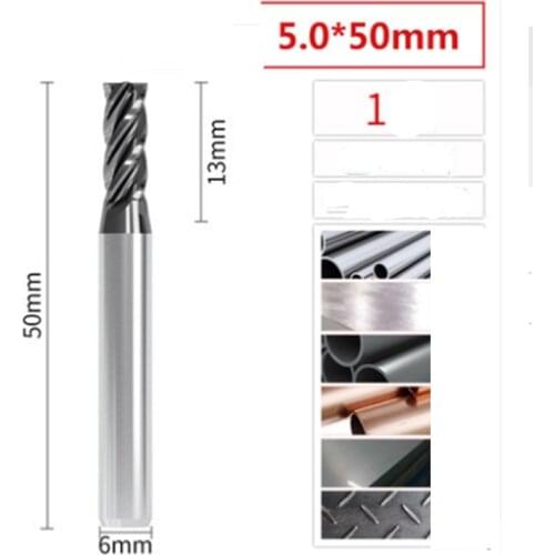 5.0*50MM Tungsten Steel milling Cutter CNC Carbide Cutter Milling Cutter 45 degrees cnc milling machine 1PC