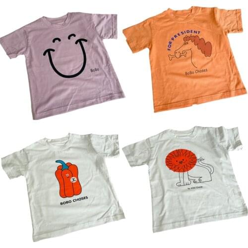 Oversized T-shirts for 2021 Kids Girls Boys Summer Round Neck Cute Cartoon Tops Short-sleeved Print Fashion Childrens Clothing