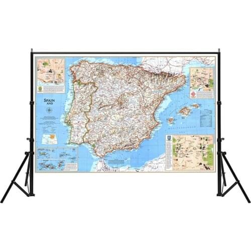 Europe Partial Map(1998) Non-woven Spain and Portugal Country Travel Map Office School Education Poster Wall Art Picture Decor