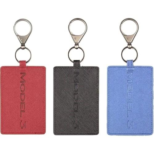 Key Card Holder For Tesla Model 3, Anti-Dust Light Leather With Keychain For Tesla Model 3 Accessories