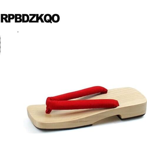 Nice Red Flat Geta Slippers Sandals Slip On Water Outdoor Platform Men Japanese Clogs Slides Shoes Waterproof Flip Flop Summer