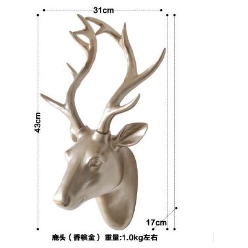 Creative three-dimensional animals head deer head wall hanging living room wall resin crafts whole sculpture Crafts Statue Home