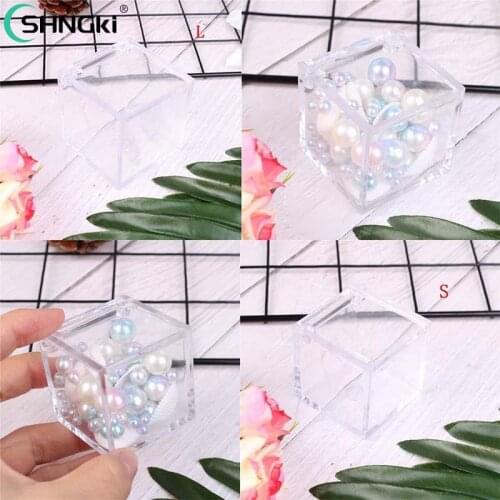 1pcs Square Wedding Candy Box Plastic Clear Gift Box Transparent Can Open Favor Boxes Baby Shower Favor Sedding Souvenirs
