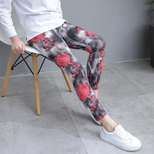 Girl Leggings Spring Autumn Casual Children Trousers 2-10Y Kids Pants Flower Print Skinny Pants Girls Capris Baby Cute Leggings