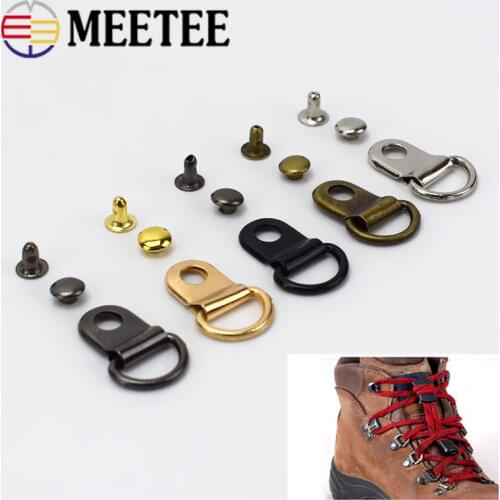 10/30/50pcs 9*14mm Metal Copper D Ring Buckle Carabiner Installation Nail DIY Shoes Strap Buckle Bag Accessories Leather Craft