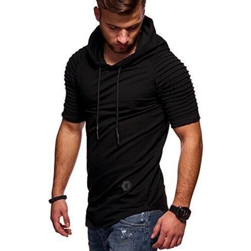 QNPQYX New Hooded Streetwear T Shirt Men Hip Hop Striped Fitness Hooded Casual Sports T-shirtPolo Homme De Marque Haute Qualite