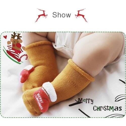 New Trendy Newborn Baby Boys Girls Christmas Floor Hot Socks Baby Anti-Slip Step Childrens to Socks Great Baby Christmas G V0L1