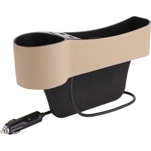 Car Seat Interval Organizer Storage Box with Dual USB Interface and Cup Holder