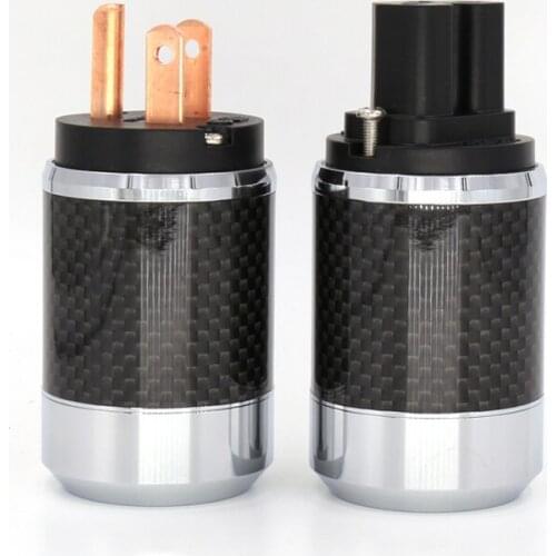 Pair US Version 99.999% copper audio power plug, Carbon Fiber metal chassis, FI-50 Same As Design