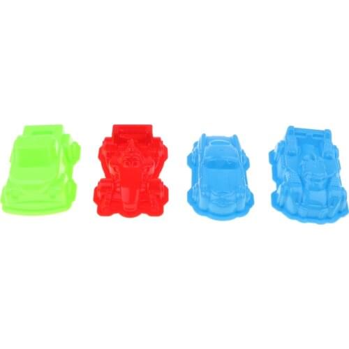 6 Pieces Of Plastic Colorful Vehicle Molds Kids Summer Beach Sandcastle Toy