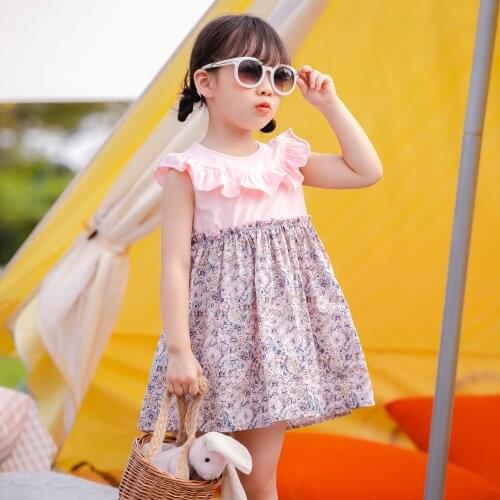 Baby Girl Dress Fashion Ruffle Sleeveless Princess Dress Flower Print Kids Clothing 1 2 3 4 5 6 Years Summer Child Dresses 2020