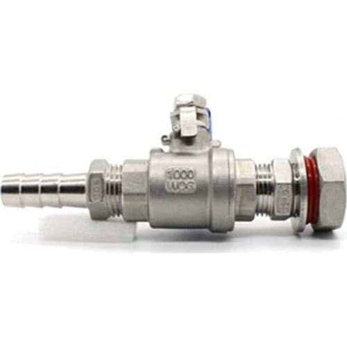 Fit 6 8 10 12 14 15 16 19 20mm Hose Barb x 1/2" BSPT Male 304 Stainless Steel Bulkhead Ball Valve For Water Tank Beer Keg RO
