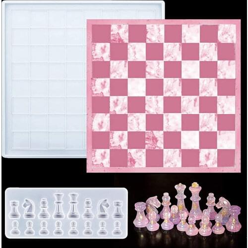 Chess Board Silicone Casting Epoxy Molds For DIY Resin Chess And Chessboard Mould UV Epoxy Handmade Jewelry Making Tool