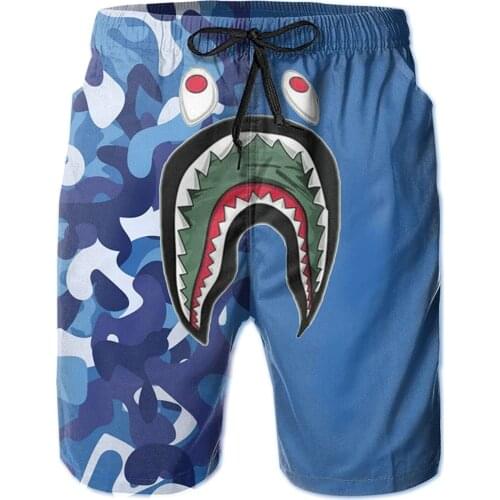 Men Shark Shorts Sweat Shorts Quick Dry Mens Swim Trunks Beach Sports Surfing Board With Pockets Mesh Lining