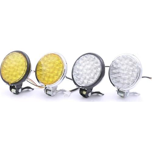 Universal Chrome/Black 5" Motorcycle 30 LED Headlight Head Lamp Bracket Set For Harley Honda Cruiser Cafe Racer Bobber