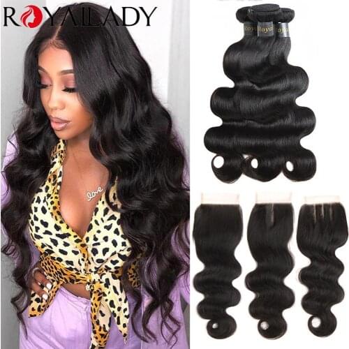 Body Wave Bundles With Closure Brazilian Human Hair Body Wave 3 Bundles with Lace Closure Long Length Remy Hair Extensions